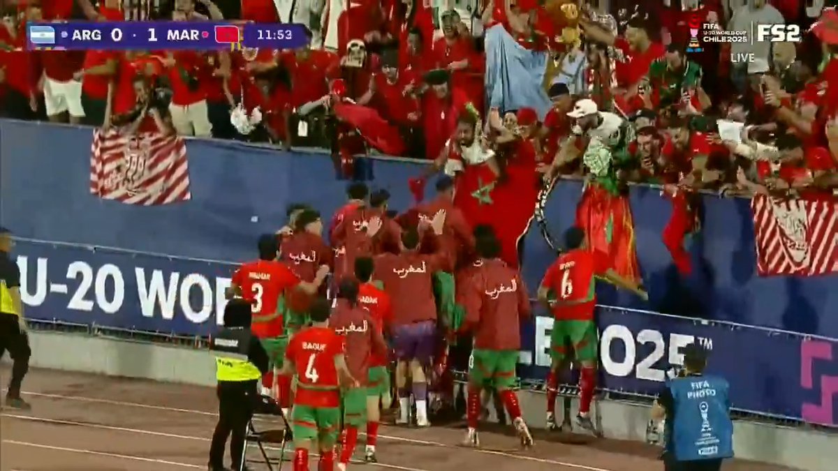 LIFTOFF FOR MOROCCO ‼️ Yassir Zabiri with a beautiful free kick to give Morocco the lead in the #U20WC final 🙌