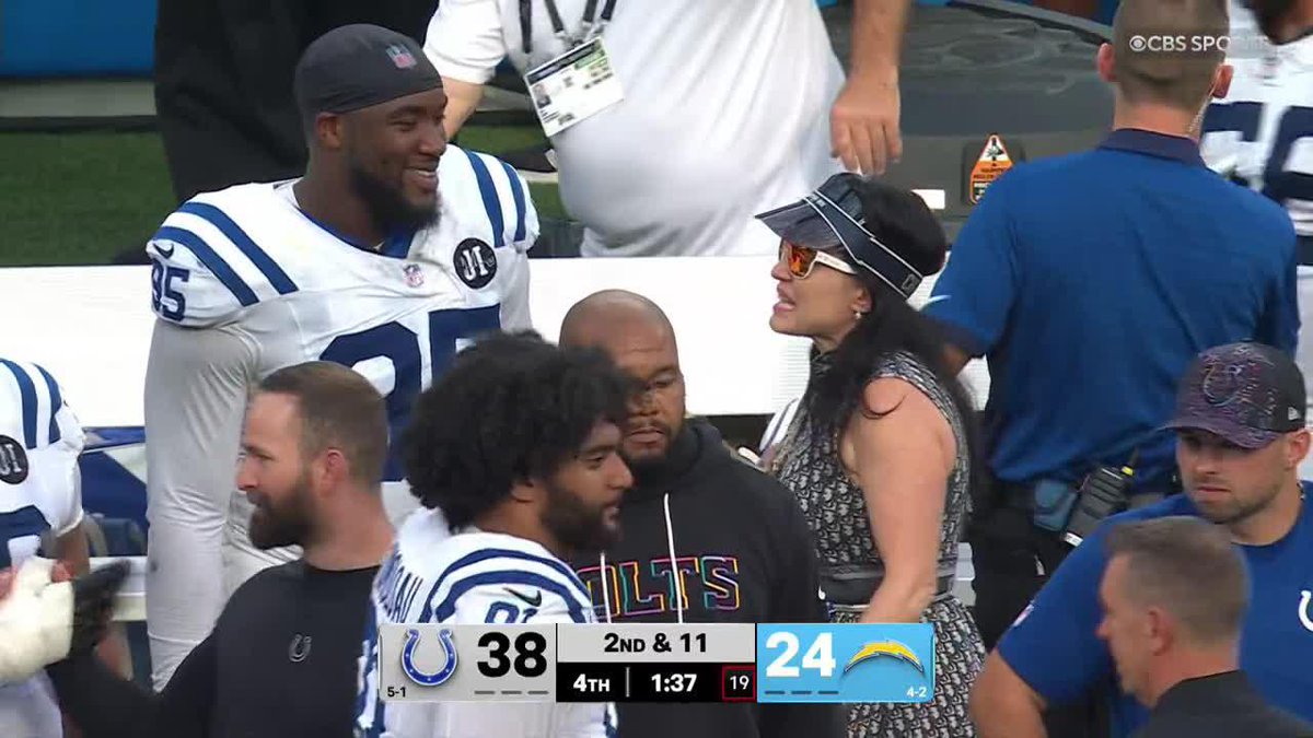 Powerful: Colts owner Carlie Irsay-Gordon was spotted on the Colts' sidelines hyping up the players while they were dominating the Chargers. She is fully involved in all team activities. We have never seen an owner as dedicated as this.