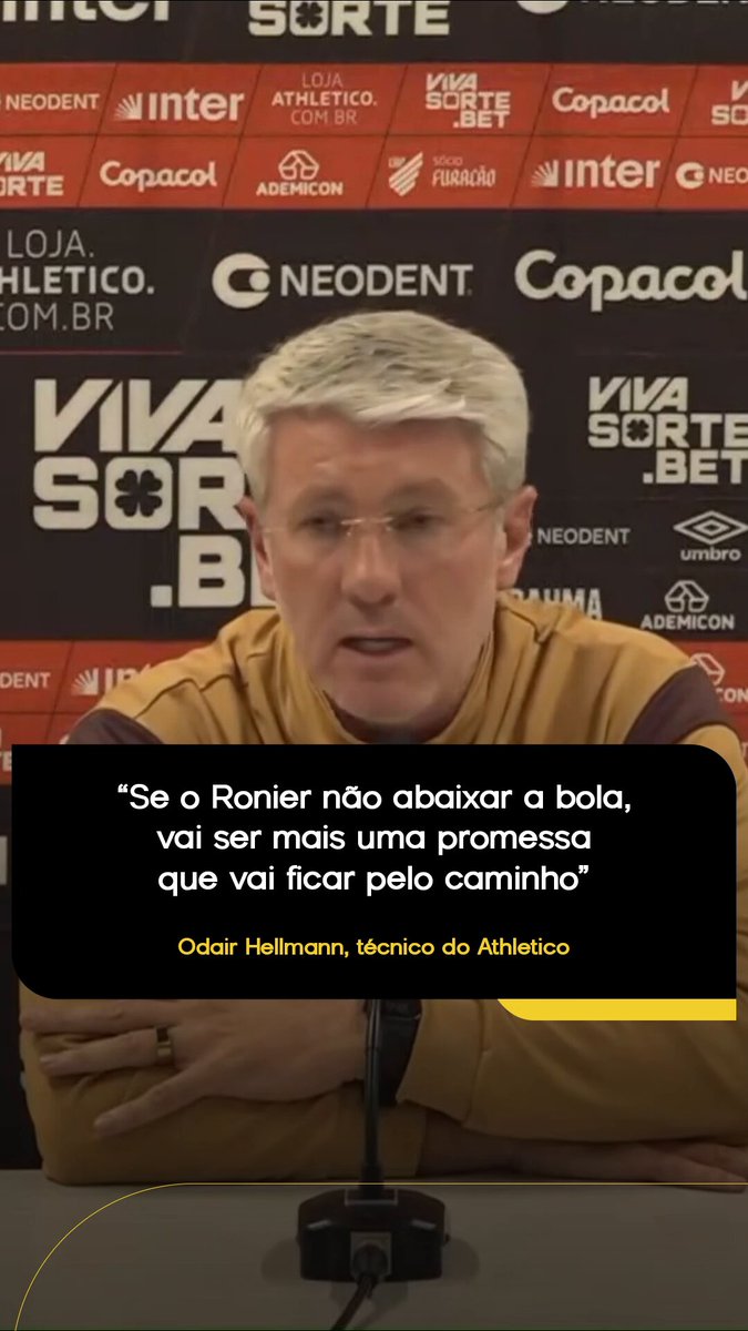 As duras críticas de Odair Hellmann a Lucas Ronier. Do treinador do Athletico para a jovem promessa do Coritiba. 🤬 🎥 Athletico