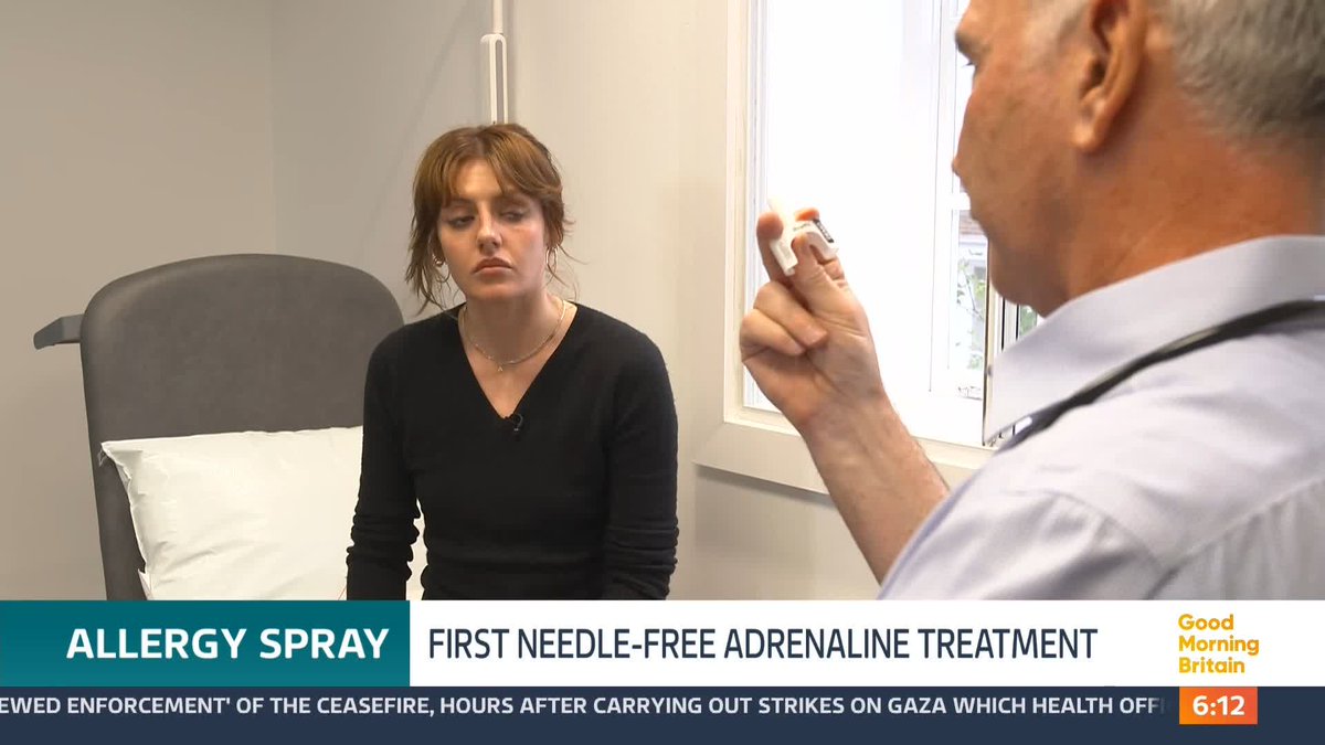A new NHS-approved nasal spray for people with severe allergies is available on prescription from today. It's the first needle-free adrenaline treatment for people at risk of anaphylaxis from allergens like peanuts and insect bites. michelle morrison reports.