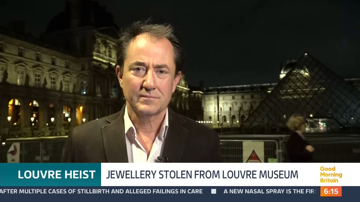 Footage of a suspect involved in the theft of priceless jewellery from the Louvre Museum in Paris has been released to the media. The manhunt continues for the masked gang, who broke into the Apollo Gallery in broad daylight and stole nine items. Richard Gaisford reports.