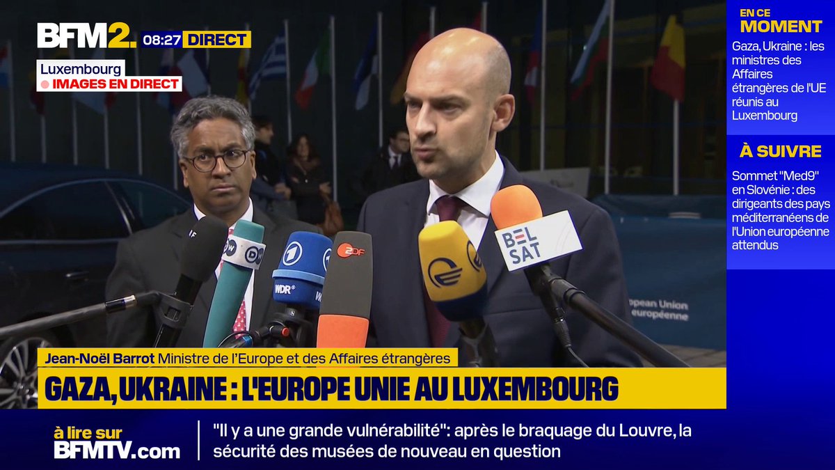 💬"Le temps joue contre lui", affirme Jean-Noël Barrot à propos de Vladimir Poutine L’UE veut mobiliser les avoirs russes pour aider Kiev à s’équiper principalement d’armes européennes #BFM2