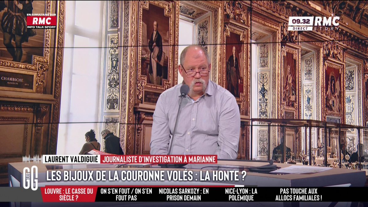 😔 Braquage du Louvre : le rôle des agents de sécurité ? 📞 Laurent Valdiguié, journaliste d'investigation à Marianne : "Tout est conçu pour ne pas pouvoir sortir du Louvre. Donc les agents ne sont pas armés : leur rôle est seulement de protéger le public." #GGRMC