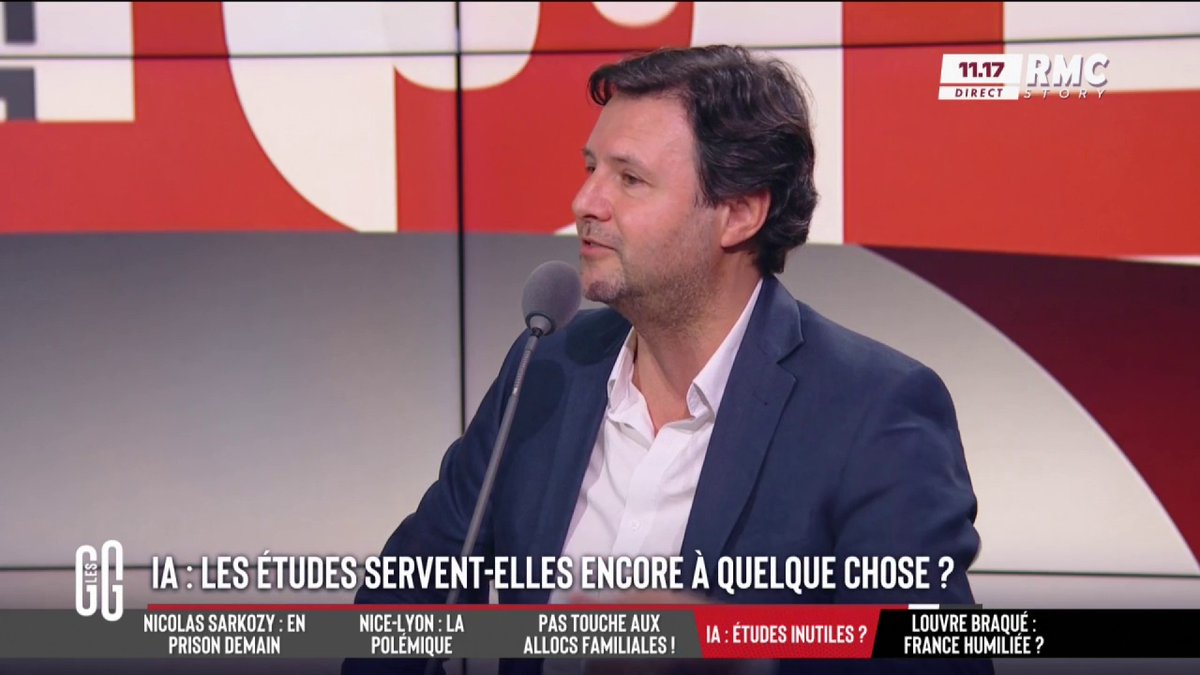 🎙️ Olivier Babeau : "Le risque, c'est l'abdication cognitive. On laisse faire la machine, comme on prend l'escalator plutôt que les escaliers." "Je pense que le prof de droit va disparaître, on pourra faire des cours avec un prof particulier, une IA."