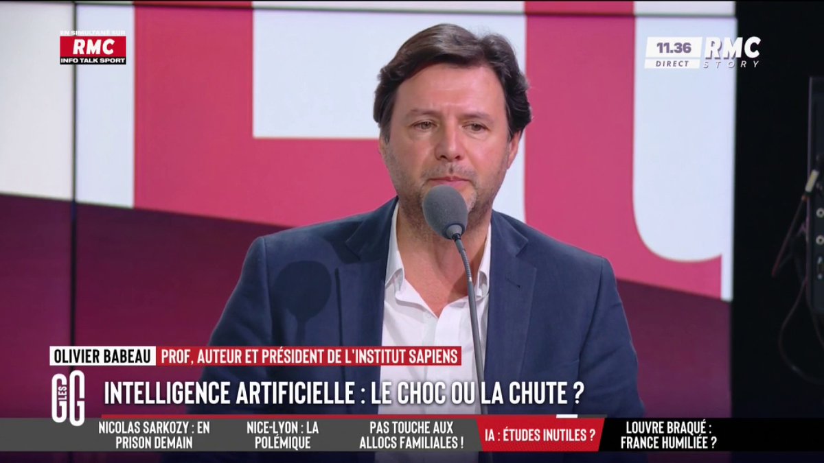 🎙️ Olivier Babeau, rassure un auditeur sur le développement de l'Intelligence Artificielle : "Vous n'allez pas être remplacé par l'IA, mais par quelqu'un qui utilise l'IA." #GGRMC