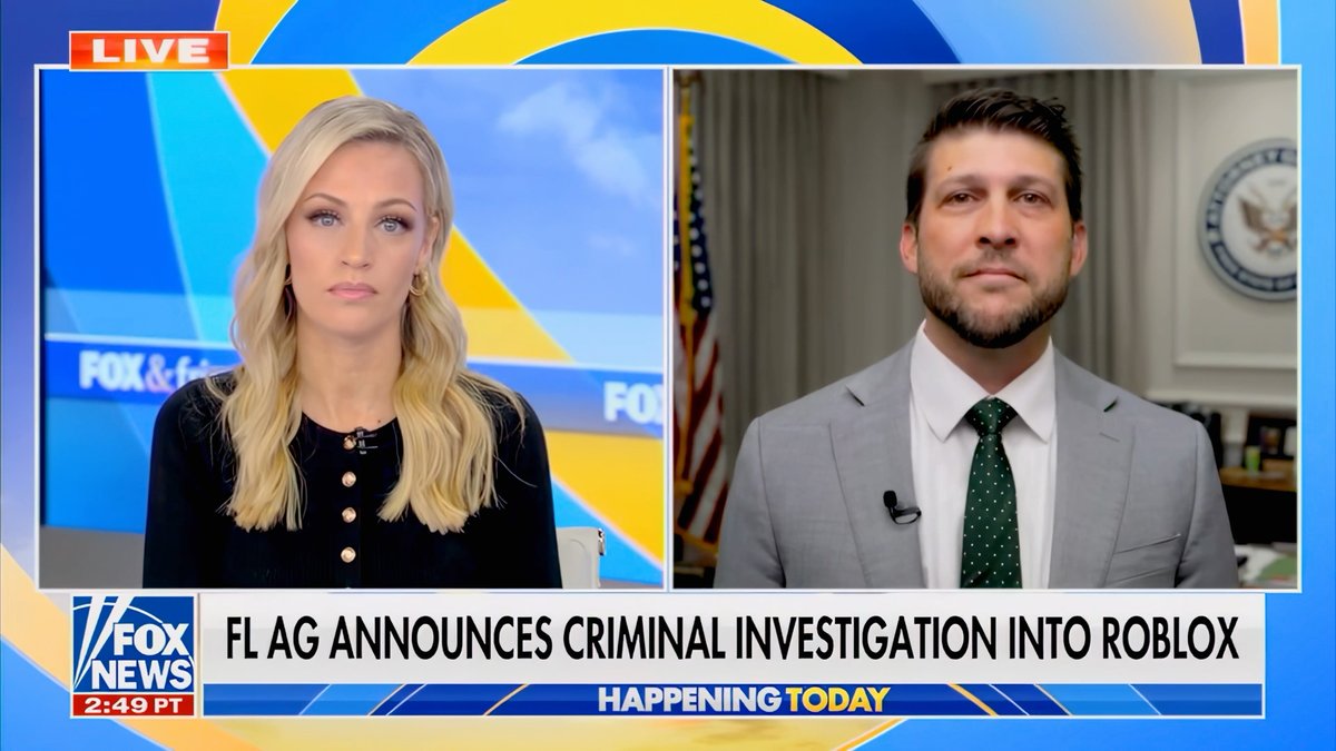 I joined Fox &amp; Friends First to announce our criminal investigation into Roblox.