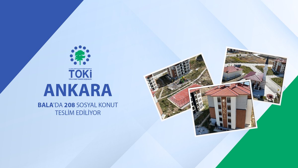 🏘️ Ankara Bala'da 2️⃣0️⃣8️⃣ sosyal konut inşa ettik. 🗓️ 1️⃣5️⃣-3️⃣0️⃣ Ekim 2️⃣0️⃣2️⃣5️⃣ tarihleri arasında hak sahiplerine teslim ediliyor. 🍀 Dinlenme, spor, oyun ve yeşil alanları barındıran bu projeyle vatandaşlarımız yeni bir yaşam alanına kavuştu. 📌 Teslim programı için👇