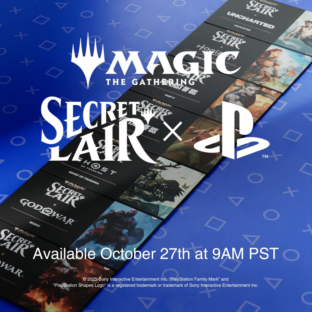 All the Secret Lair x Playstation Superdrop cards are here! Your new favorite Superdrop unlocks 10/27 at 9am PT on