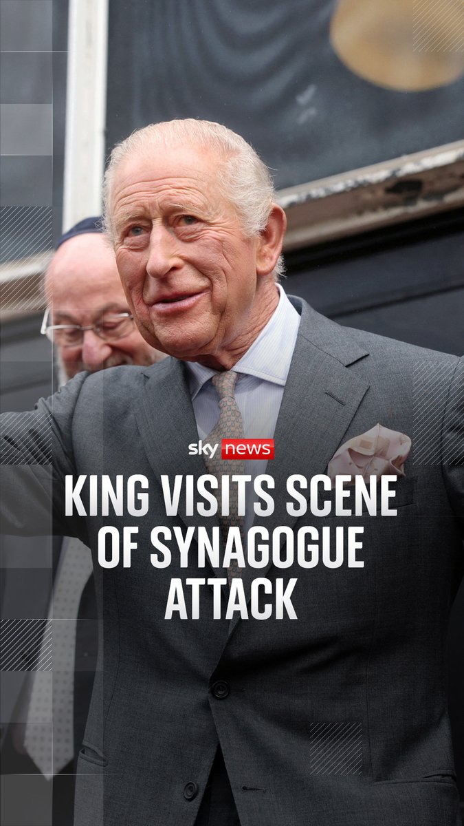 The King was greeted by Rabbi Daniel Walker when he arrived at the Heaton Park Hebrew Congregation Synagogue. It was his first official engagement since Prince Andrew's decision to relinquish his titles.