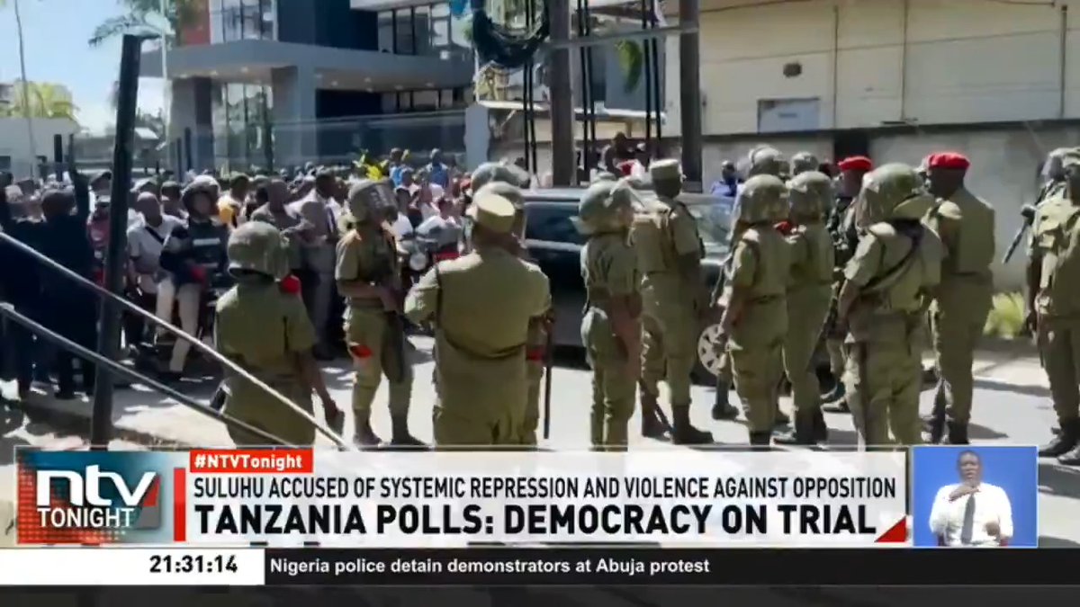 Tanzania Polls: Democracy On Trial President Samia Suluhu is accused of instilling a climate of fear through abductions, unlawful killings, and arbitrary arrests. The two main opposition presidential candidates have been locked out of the race. #NTVTonight Kathryn Omwandho