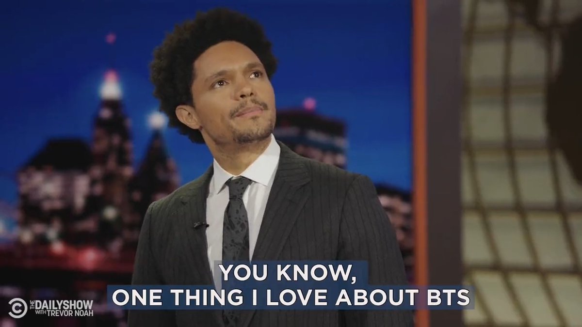 When Trevor Noah said BTS aren't just nice to celebrities, but that they are the nicest guys in EVERY interaction they have with people. They will NEVER be the villains some people want them to be ☺️ #BTS