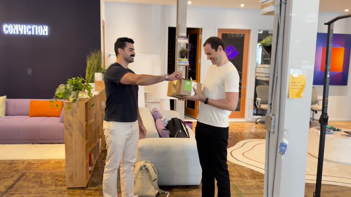 While at #OpenSourceAIWeek, Andrej Karpathy received one of our first NVIDIA DGX Sparks, personally delivered by Nader Khalil🍊 and @Baxate_carter. 🙌 Excellent work by Andrej on introducing Nanochat -- an #opensource project that makes it easy for developers to explore and train their own LLMs from scratch. We can’t wait to see what you’ll do with your Spark! #SparkSomethingBig ✨