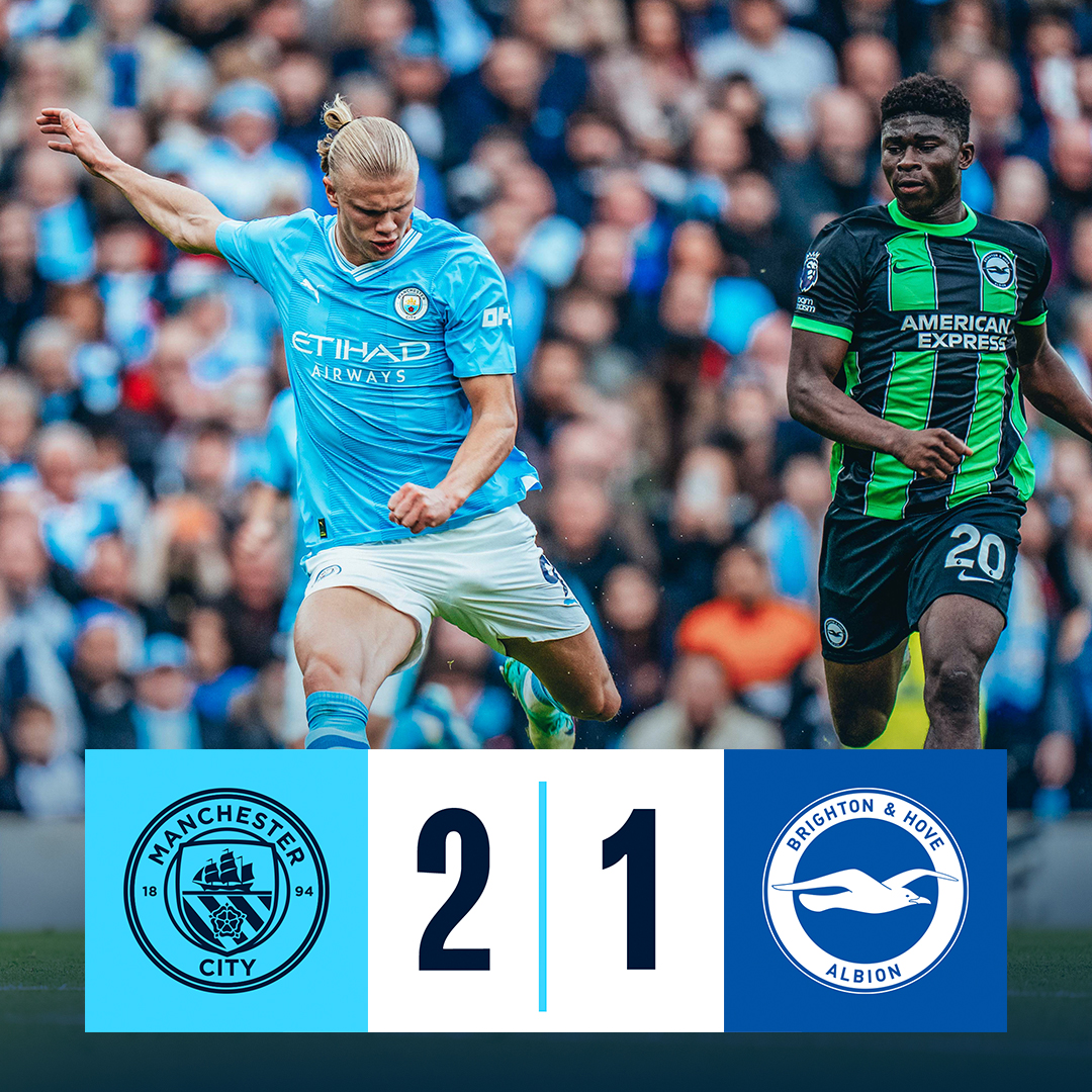 #OnThisDay: #ManCity 2-1 Brighton [2023] ⚽️ [7’] Araña 🕷 ⚽️ [19'] Erling Haaland - ⚽️ [73'] Ansu Fati