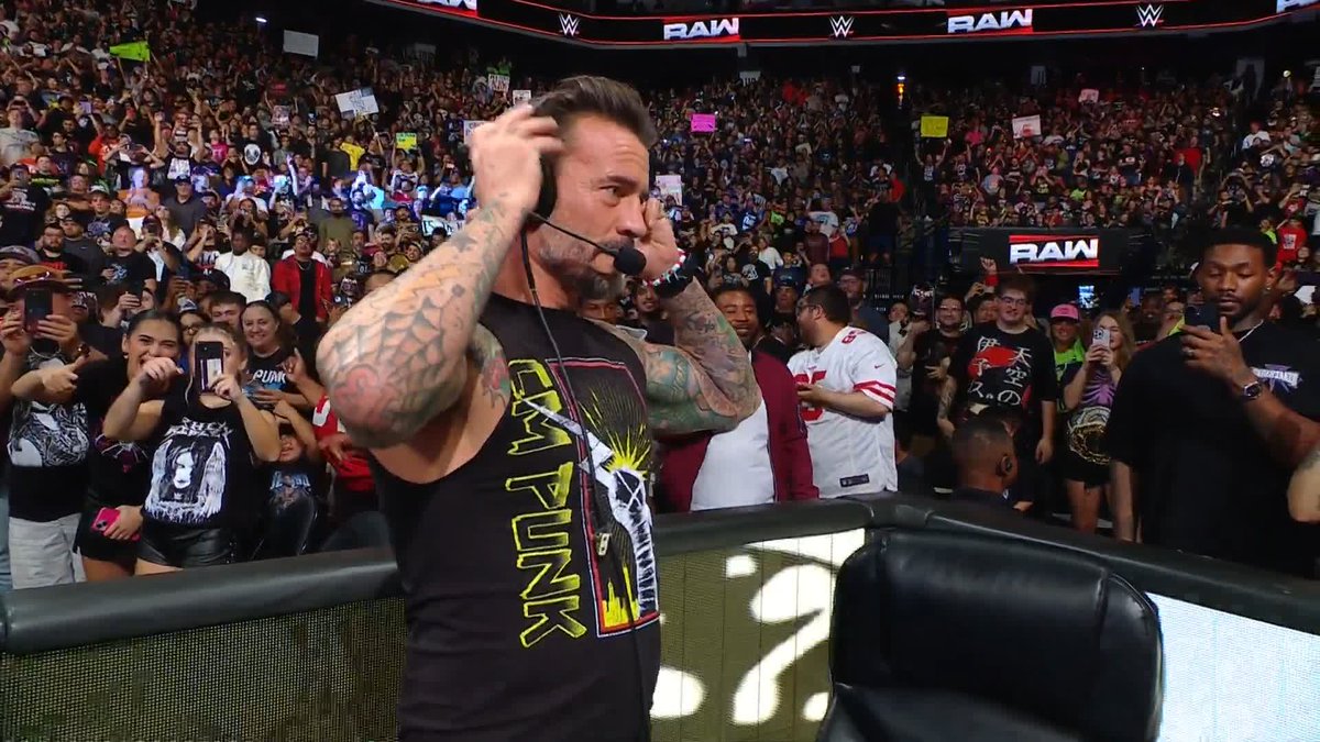 Punk joins commentary ringside as he waits to see who will be his opponent at Saturday Night's Main Event... 🔥