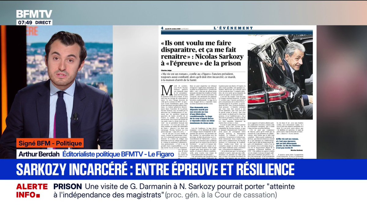 SIGNÉ BFM - "Si c'est dans l'adversité que se révèlent les hommes, difficile de ne pas voir chez Nicolas Sarkozy une résilience qui force le respect" L'édito politique d'Arthur Berdah