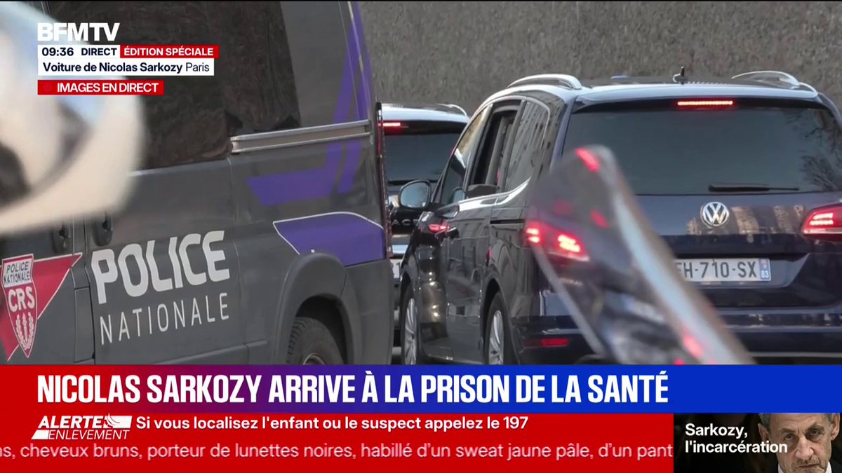 Nicolas Sarkozy est arrivé à la prison de la Santé, dans le 14e arrondissement de Paris.