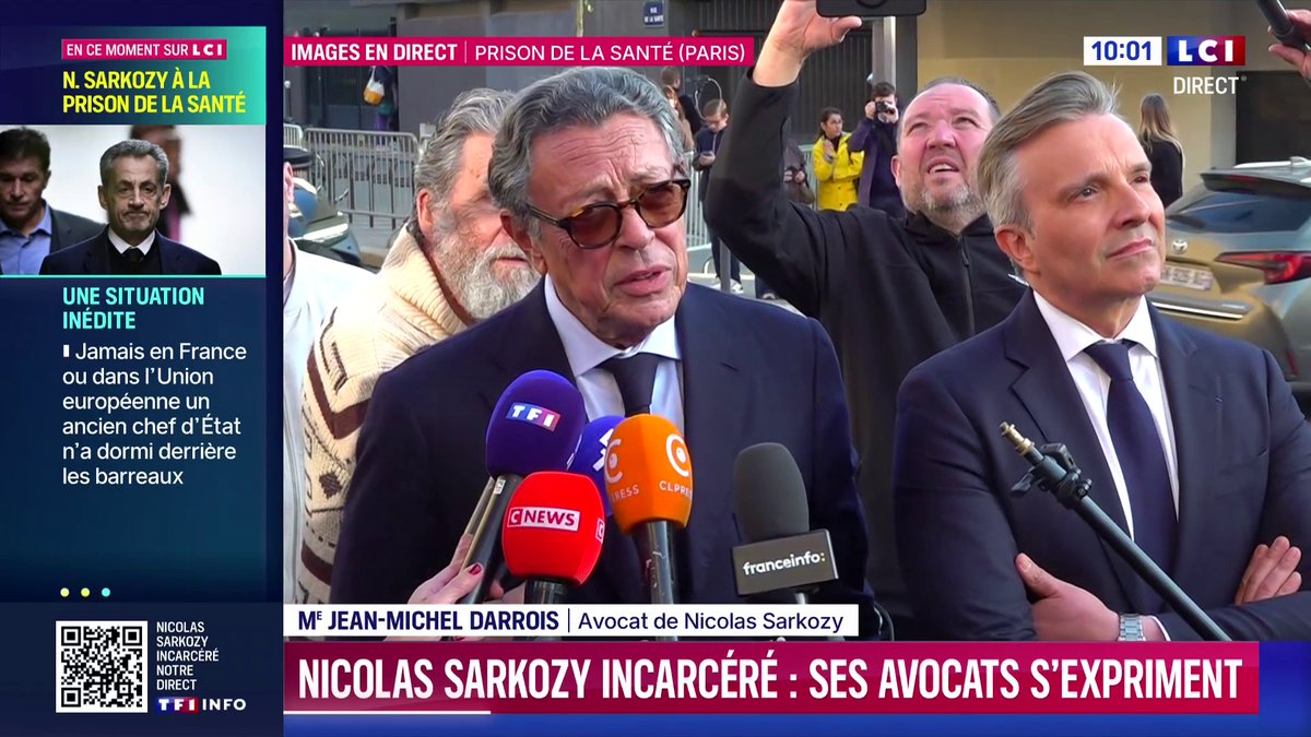 🔴 ⚡ Nicolas Sarkozy en prison : "C'est un jour funeste, pour lui, pour la France et nos institutions. Cette incarcération est une honte." Me Jean-Michel Darrois, son avocat s'exprime