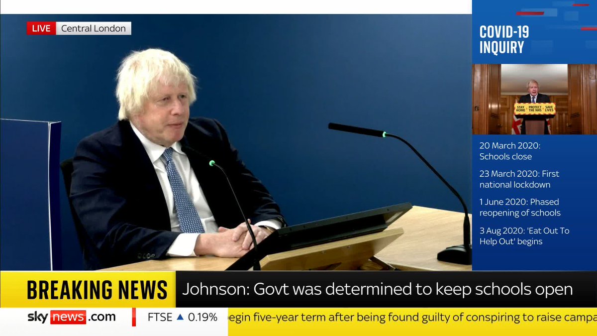 BREAKING: Boris Johnson quizzed on pandemic school closures The former PM tells the Covid Inquiry he was hoping not to close schools and thought it was a "nightmare idea" 📺 Sky 501 & YouTube