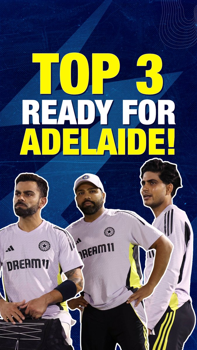 Virat Kohli, Rohit Sharma and Shubman Gill in the nets at the Adelaide Oval.
