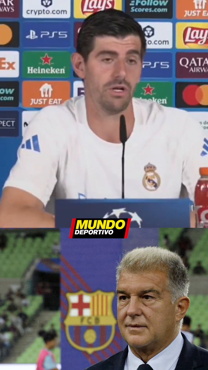 ⚪️ Courtois sobre los árbitros y las declaraciones de Laporta: "Dice eso porque lo tiene que decir, por el caso Negreira y todo eso" 🗣️ "No siento que nos han beneficiado en ningún momento"