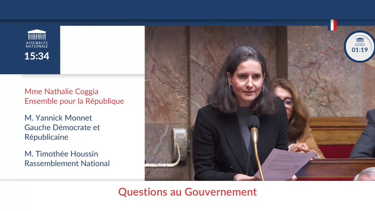 "Une part substantielle du Budget sert à combler le déficit des retraites des fonctionnaires" Prenant l'exemple de l’Éducation nat., Nathalie Coggia (EPR) dénonce une "anomalie qui fausse la répartition des déficits" et appelle à un "changement de convention comptable" #DirectAN #QAG