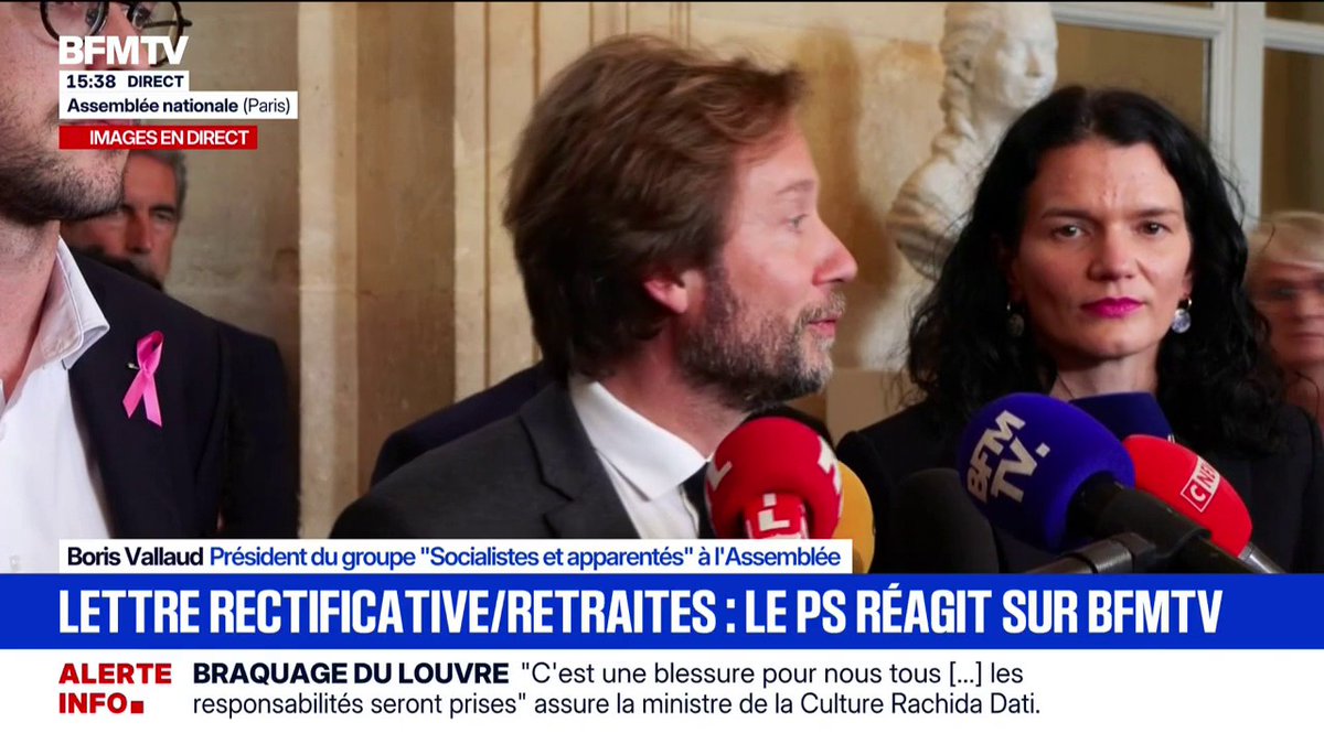 Réforme des retraites: Sébastien Lecornu "m'a confirmé qu'il s'agissait d'une suspension intégrale", affirme Boris Vallaud, président du groupe "Socialistes et apparentés" à l'Assemblée