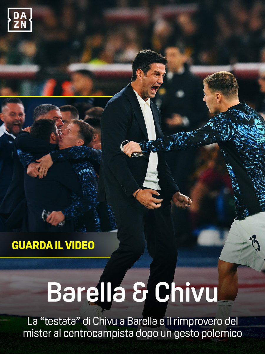 La ๐๐๐๐๐๐๐ di Chivu a Barella ๐
๐ต๐ค E il rimprovero al centrocampista che si lamenta per un errore del compagno, poi chiese ๐๐๐๐๐ ๐๐ ๐ค Davide Bernardi BordoCam #RomaInter รจ disponibile ora su #DAZN! ๐ฒ @pokerstarsnews #Barella