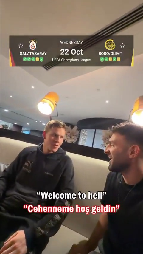 🏟️ Bodo Glimt'in 10 numarası Jens Petter Hauge, Galatasaray maçı öncesi Norweç dilinde "Cehenneme hoş geldin" diyor.