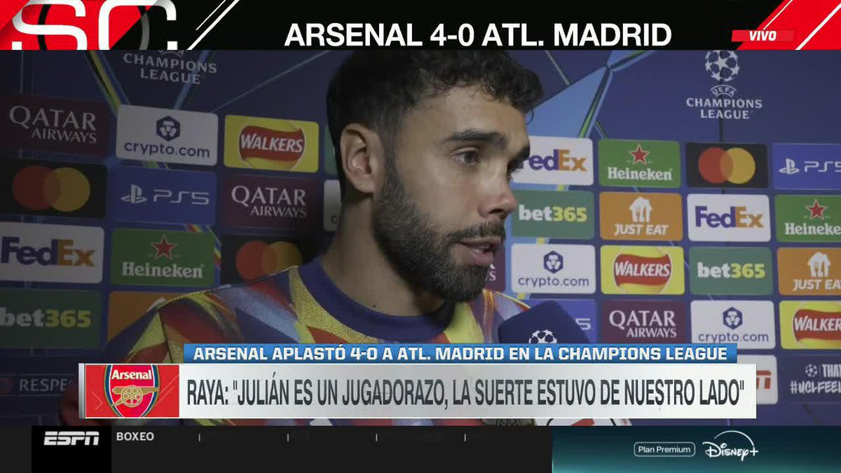 “Sabemos el jugadorazo que es Julián, sobre todo en esa posición sabemos que tiene UNA MÁQUINA en esa derecha. La suerte ha estado de nuestro lado”. David Raya sobre Julián Álvarez. 😮‍💨