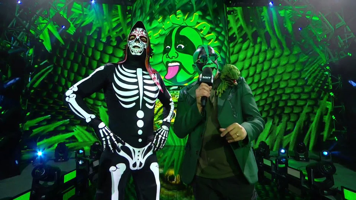 NO WAY!!!! LEON SLATER and Je’Von Evans will take on Lucha Libre AAA Worldwide's La Parka and Mr. Iguana at Halloween Havoc! 🤯