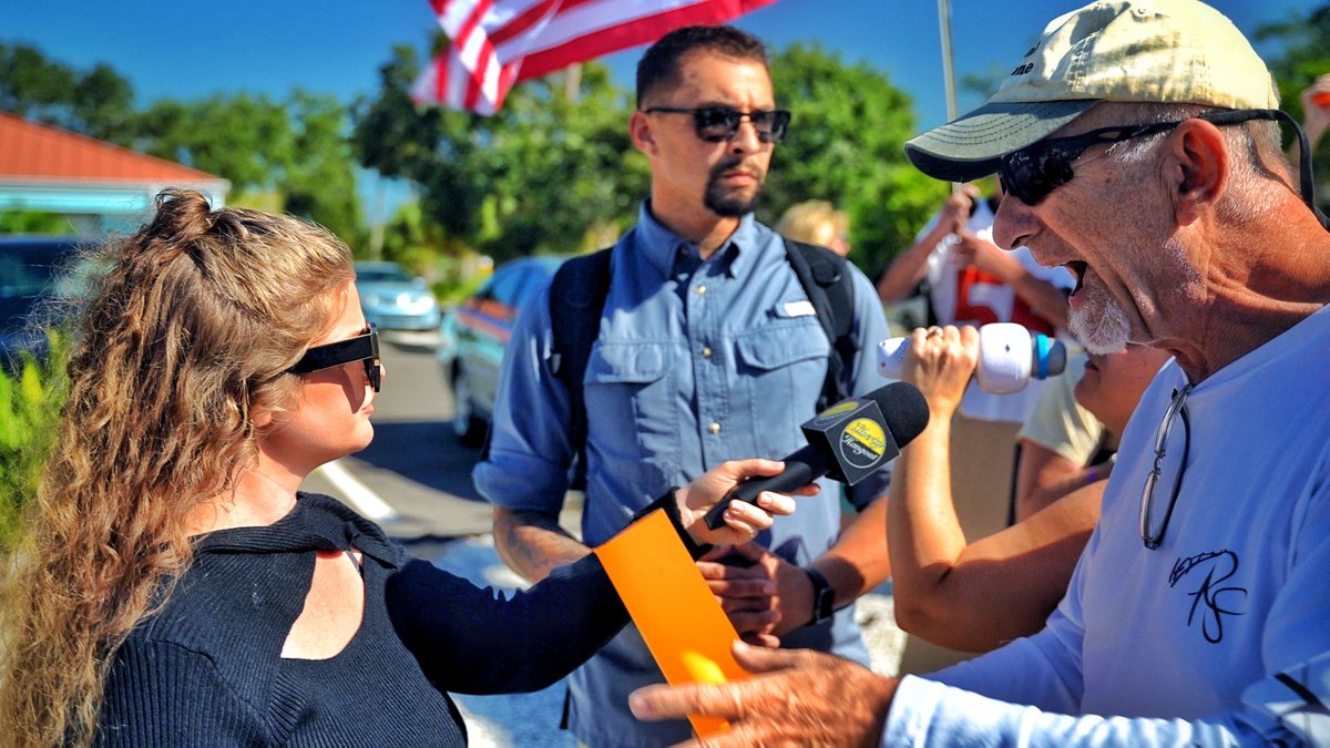 No Kings Protester tells Trump, "ICE my BALLS," as another calls my security the Gestapo. The most articulate arguments I heard all day! 😂
