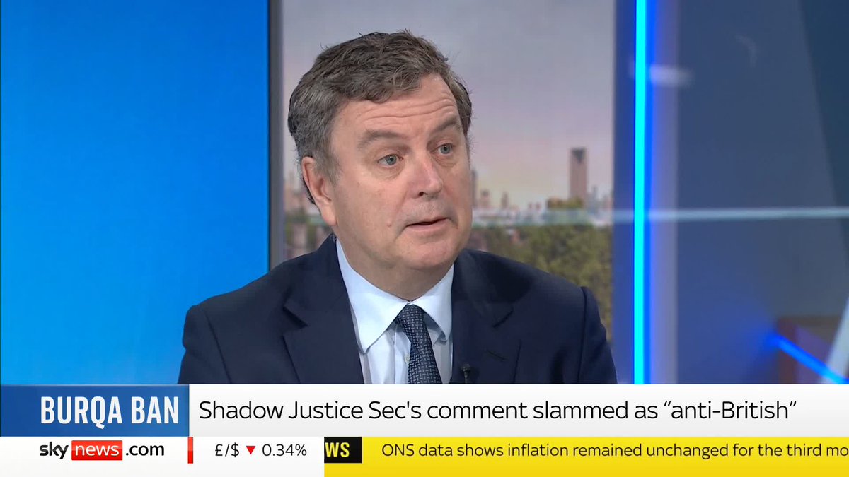 "It is not our policy, as a party, to ban the burka" Shadow chancellor Sir Mel Stride tells Sky's Kamali Melbourne, but said he recognises there are circumstances when it is "perfectly reasonable" for someone not to cover their entire face