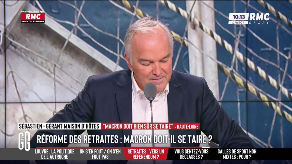📞 Sébastien, gérant maison d'hôtes : "Monsieur Macron, il doit se taire. Je suis né en 1972, je travaille depuis l'âge de 14 ans. J'ai fait un apprentissage. J'ai eu 1 jour de chômage dans ma carrière. Si ça continue je pars à 70 ans. Maintenant je vote extrême-droite." #GGRMC