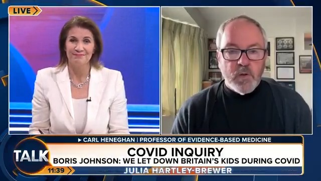 Boris Johnson has admitted that lockdown rules went too far. Medical Professor Carl Heneghan: "How come these people could use models to see the future but can't use common sense to see the obvious?" Julia Hartley-Brewer