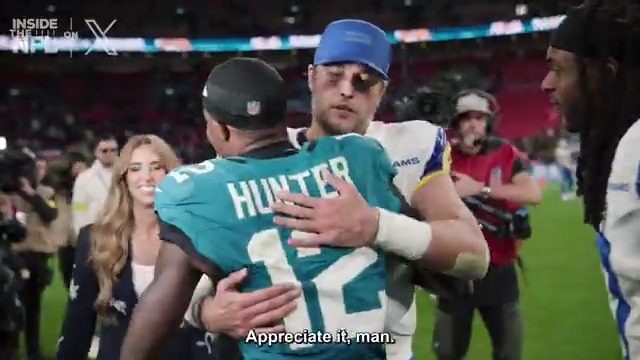 "He's a great kid." Matthew Stafford and Davante Adams have a ton of respect for Travis Hunter. 💯 Inside the NFL Week 7 Mic'd Up on X