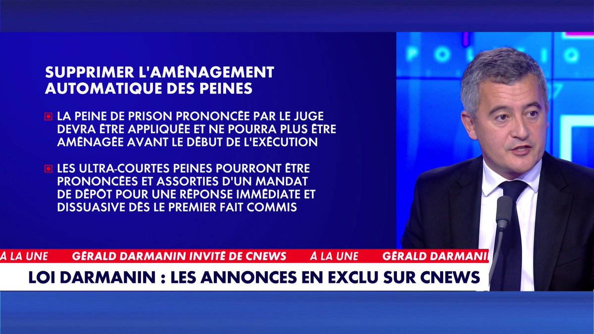«25 % des prisonniers sont étrangers, s’ils allaient dans leur pays, on libérerait beaucoup de places dans les prisons», reconnaît Gérald Darmanin, ministre de la Justice, dans 100%Politique