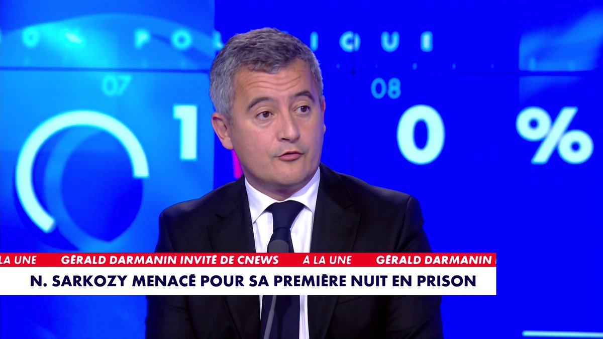 «Un danger existe pour le détenu Nicolas Sarkozy», affirme Gérald Darmanin, ministre de la Justice, après les menaces de mort qui lui ont été lancées, dans 100%Politique