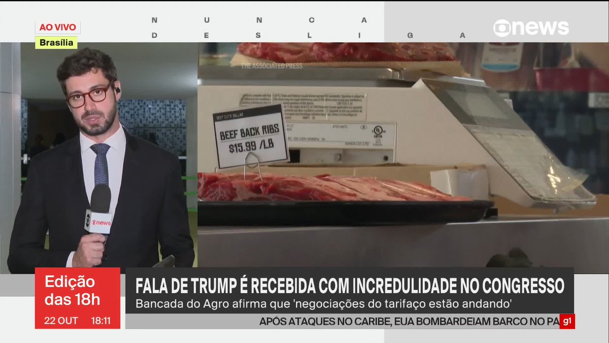 O presidente dos Estados Unidos, Donald Trump, saiu em defesa do tarifaço e citou as taxas que impôs ao Brasil. A declaração pode ser um banho de água fria, já que o governo está à espera do encontro presencial de Lula e Trump no próximo domingo (26) – a intenção do presidente brasileiro é tentar reverter as tarifas impostas pelos EUA. Pedro Figueiredo conta como foi a repercussão no Congresso. ➡ Assista ao #Edição18: #GloboNews