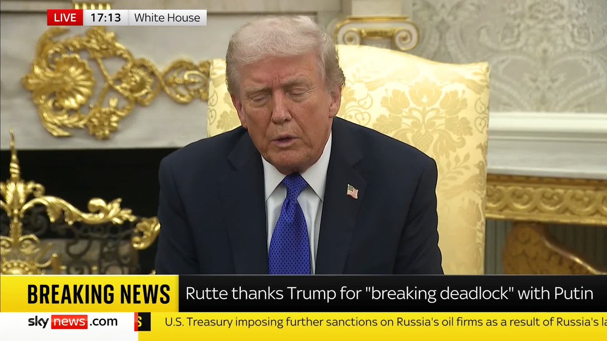 Putin summit 'didn't feel right' but will be held 'in the future', US President Donald Trump says. He adds it 'was time' to impose sanctions on Russia's biggest oil firms 📺 Sky 501, Virgin 602, Freeview 233 and YouTube