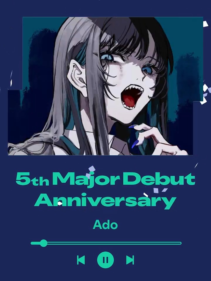 ⠔⋰ Adoメジャーデビュー5周年 おめでとうございます✨ ⠢⋱ 心に刺さる歌詞と圧倒的な歌唱力で 多くの人の心を掴む歌姫🎤 社会現象を巻き起こしたメジャーデビュー曲 "うっせぇわ" などの名曲を聴いて 一緒にお祝いしよう! Ado Ado Staff