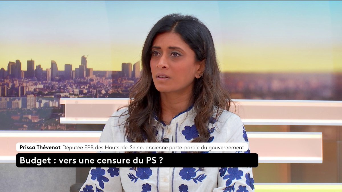 🔴 🗣 Budget 2026, vers une censure du PS ? "On va peut-être arrêter de fonctionner par principe de menace, répétée et successive. Maintenant, il va falloir qu'ils acceptent de rentrer dans le compromis", explique Prisca Thévenot, députée EPR des Hauts-de-Seine sur #franceinfo.