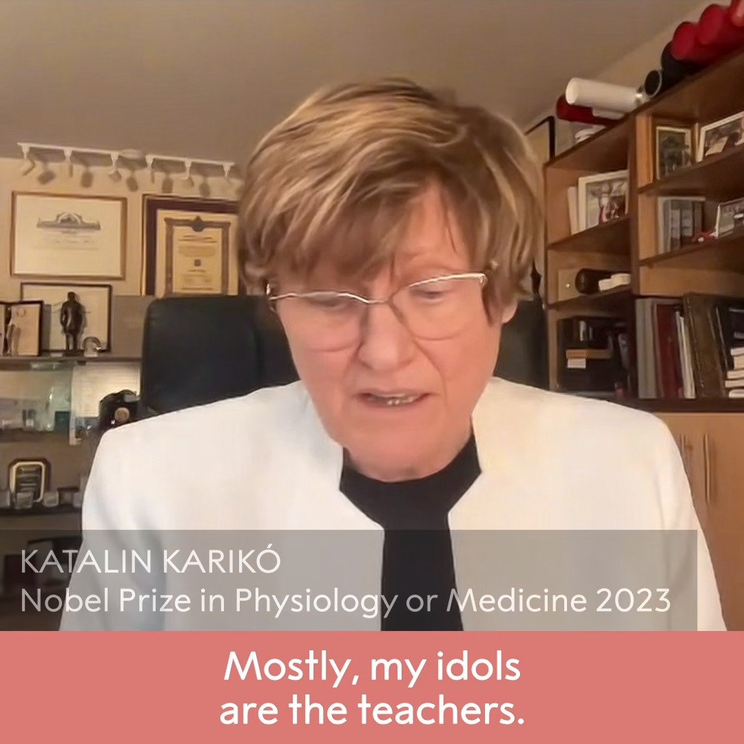 Who is your idol? Hear medicine laureate Katalin Karikó speak about her idols – teachers. Listen to the full conversation with Karikó that took place at our Nobel Prize Conversations event in Madrid: