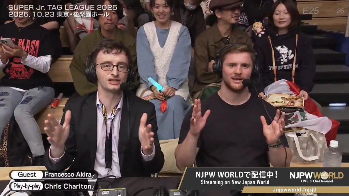 English guest commentator is AKIRA (フランシスコ・アキラ)🇮🇹👑 From the profile URL #NJPW #njpwworld #njsjtl