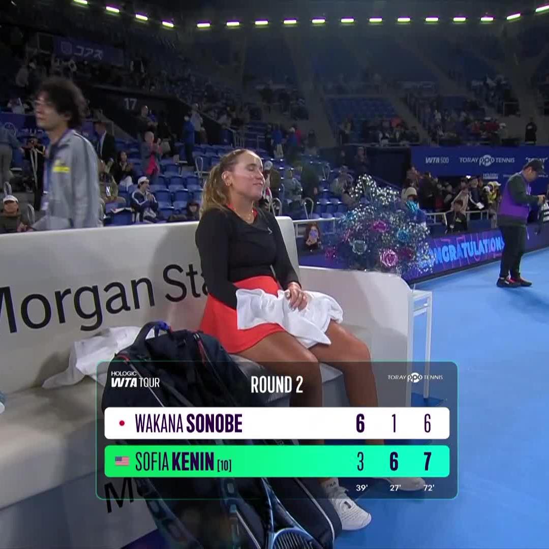 Kenin finds a way! 💪 Sofia Kenin overcomes Sonobe 3-6, 6-1, 7-6(2) and books her quarterfinal place in Tokyo. #TorayPPO