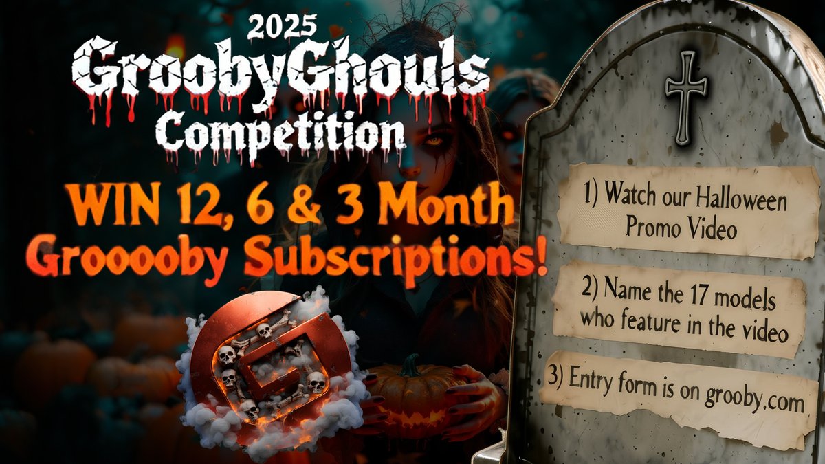 COMPETITION TIME! How well do you know your GroobyGhouls? 👻 Head to grooby dot com and use the entry form to list the models in this vid, for your chance to win 3, 6 &amp; 12 month subscriptions to any of our sites!
