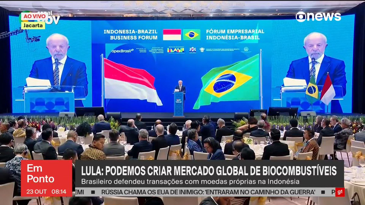 “Ninguém vai mais ficar pedindo dinheiro, como se estivesse pedindo esmola, para poder manter floresta em pé”, diz presidente Lula na Indonésia ao citar Fundo Tropical das Florestas, destinado à preservação. #GloboNewsEmPonto ➡️ Assista à #GloboNews:
