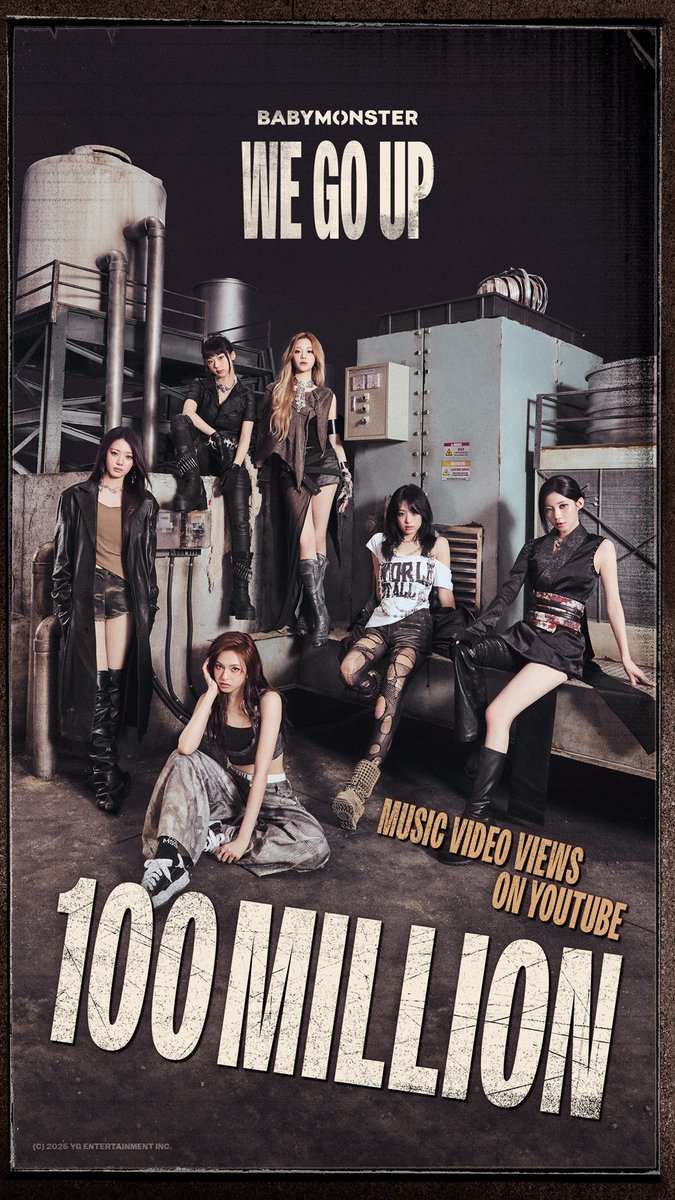 #BABYMONSTER ‘WE GO UP’ M/V HITS 100 MILLION VIEWS YouTube MONSTIEZs worldwide, thank you so much! ‘WE GO UP’ M/V 🎥 #베이비몬스터 #WEGOUP #MV #100MILLION #YOUTUBE #YG