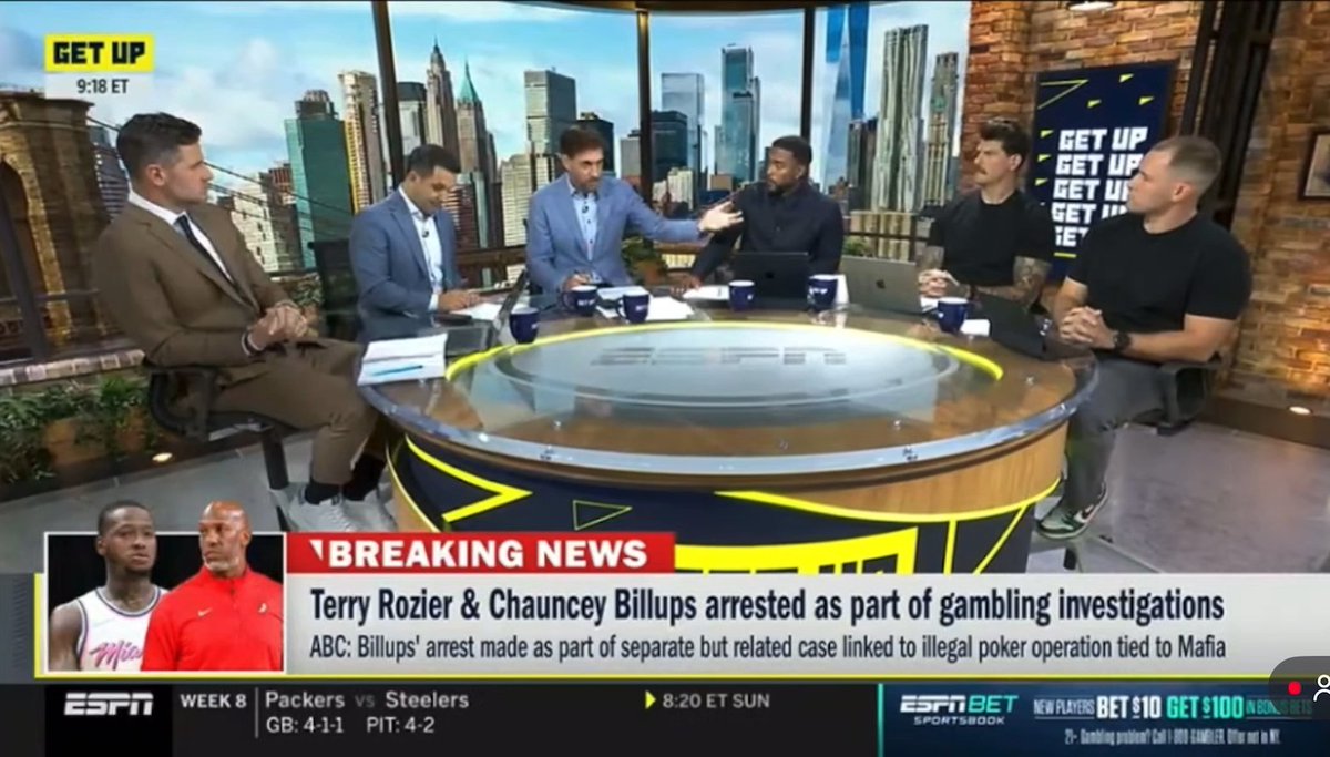 AWKWARD: ESPN quickly pulls their sports ticker off the air that included an ad for their sports betting site ESPN Bet…while reporting on the FBI’s arrest of NBA Coach Chauncey Billups & Player Terry Rozier amid an FBI gambling probe.