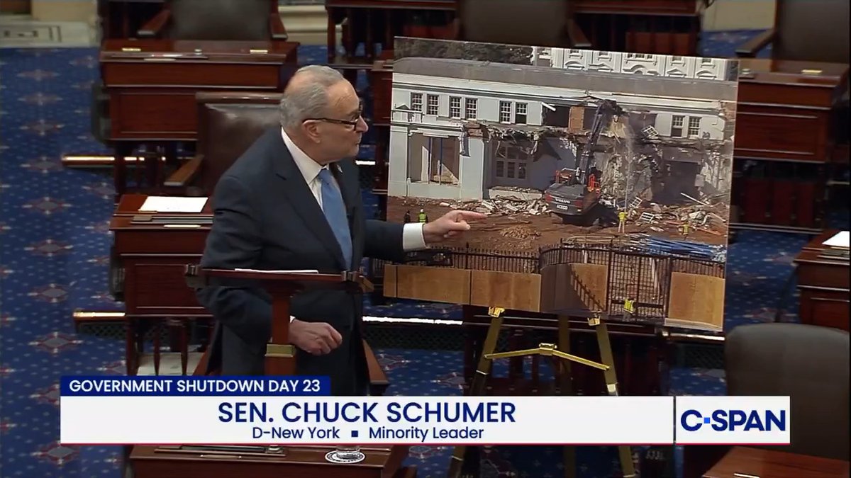 .Chuck Schumer: "It’s not just the desecration of the White House. It shows Donald Trump is not focused on fixing healthcare, but rather on vanity projects like this one that don’t do anything to benefit the American people, they only benefit Trump and his ego."