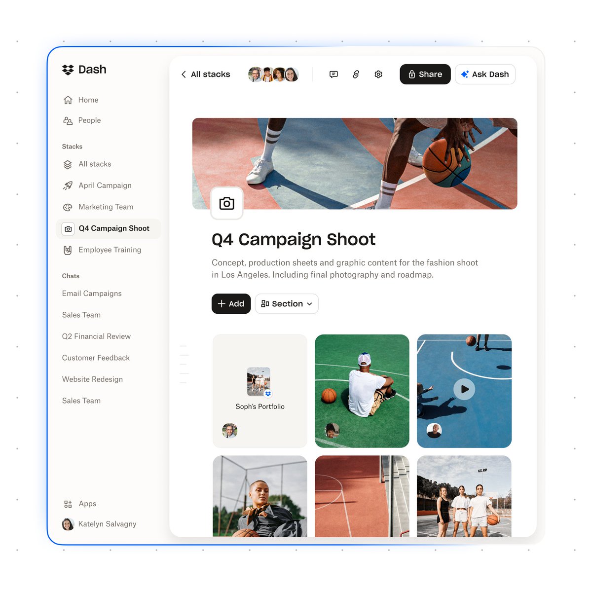 Starting today, more teams can try Dropbox Dash, an AI teammate that understands you and your work. Search for content, get answers about your projects, and organize everything with Stacks—all in one place.